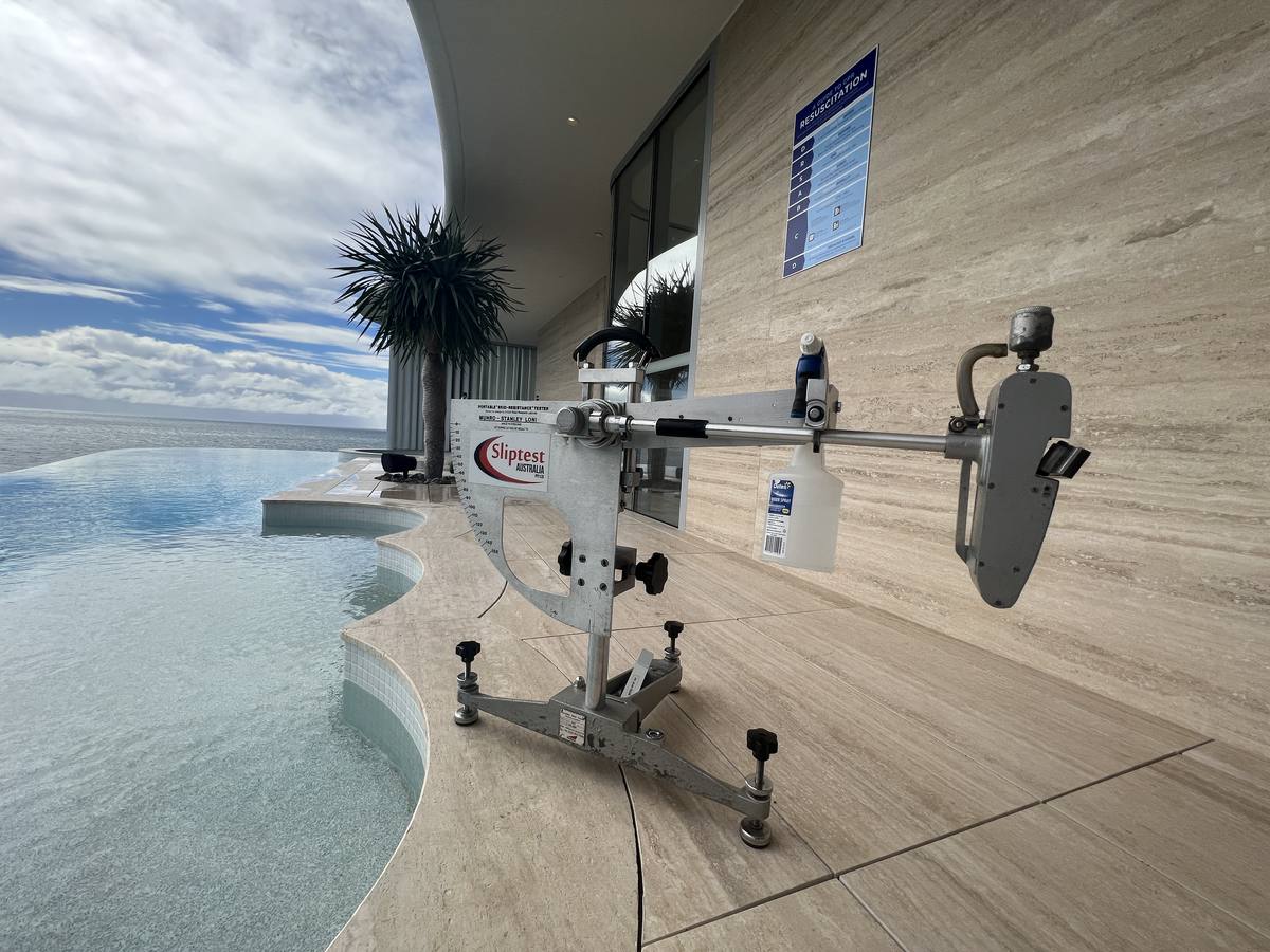 Luxury residential pool slip testing