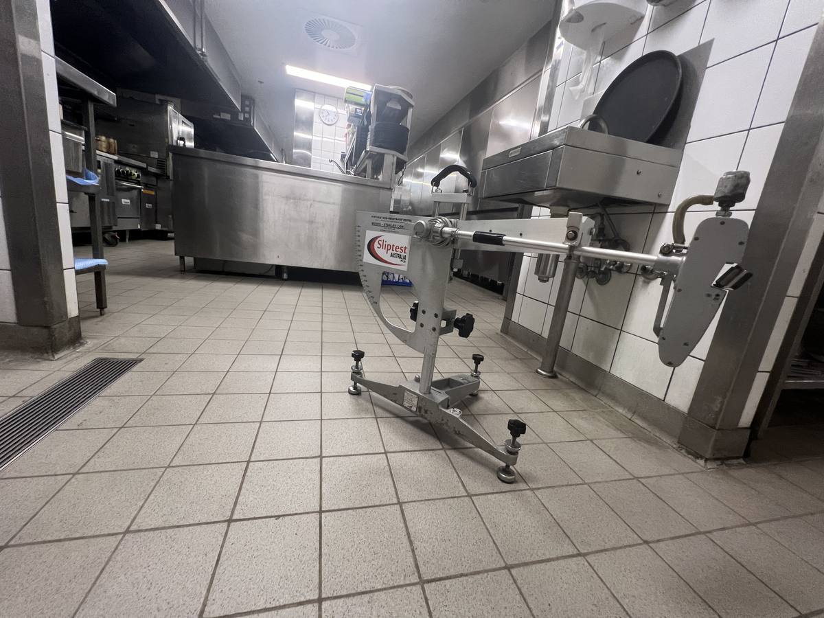 Commercial kitchen floor slip testing
